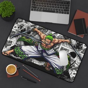 Zoro Anime Desk Mat — Green Swordsman Manga Montage Gaming Mouse Pad - Image 4