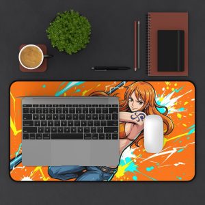 Anime Nami Desk Mat — Vibrant Orange Pirate Girl Mouse Pad for Gamers & Fans - Image 3